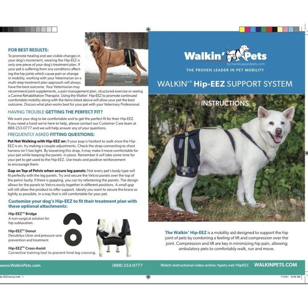 Walkin’ Pets Hip-EEZ Large 50 - 85 lbs Dog Hip Brace Joint Harness Support Black - Picture 7 of 8